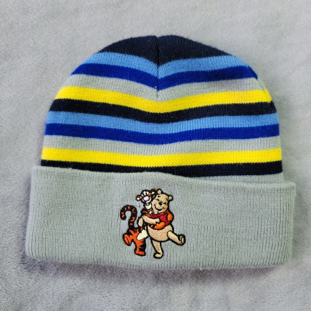 Vintage Disney Winnie the Pooh Tigger Kids  Size 3-7 Striped Beanie‎ Hat Y2K